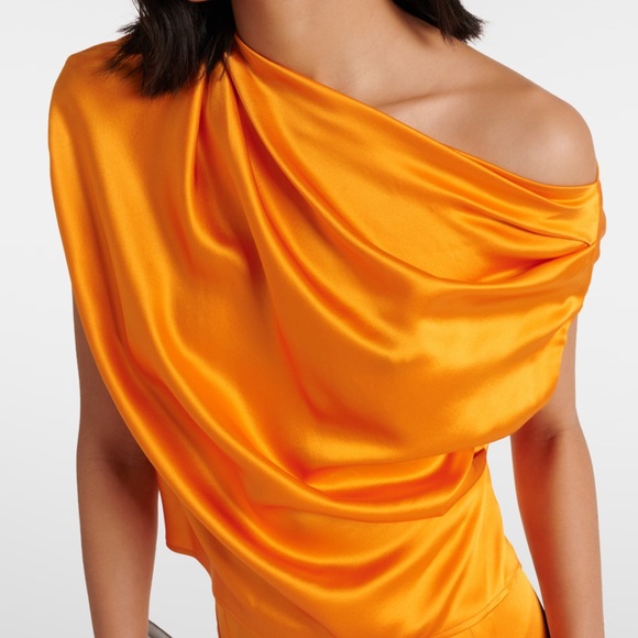 The SEI. draped one shoulder silk top. Burnt orange color. Brand new, never worn - Picture 4 of 8